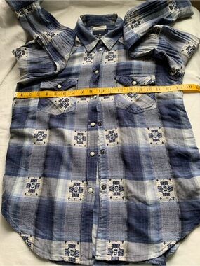 American Eagle Plaid Pearl Snap Western Shirt Juniors S
